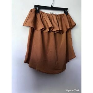 Rust, ruffled tube top